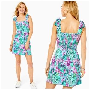 Lilly Pulitzer Linnae Romper Banana Split Print Tie Strap Resort Mini Size 6